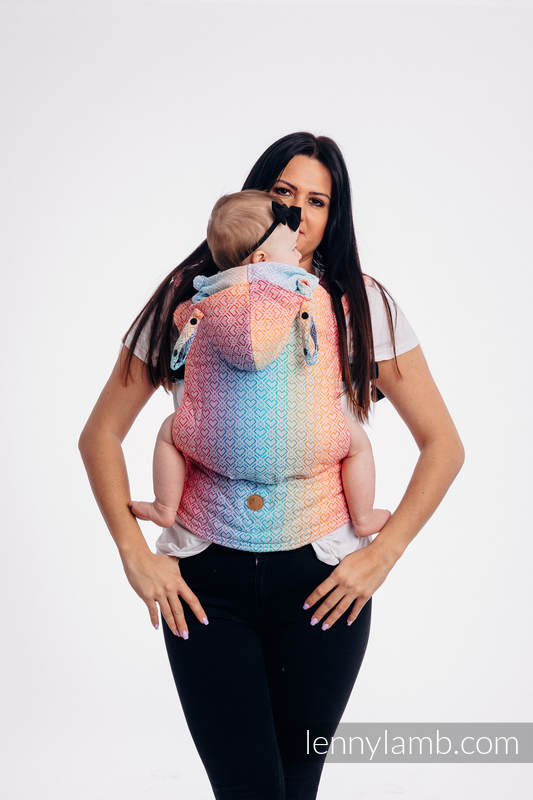 LennyGo Mochila ergonómica, talla Toddler, jacquard 100% algodón - BIG LOVE - RAINBOW #babywearing