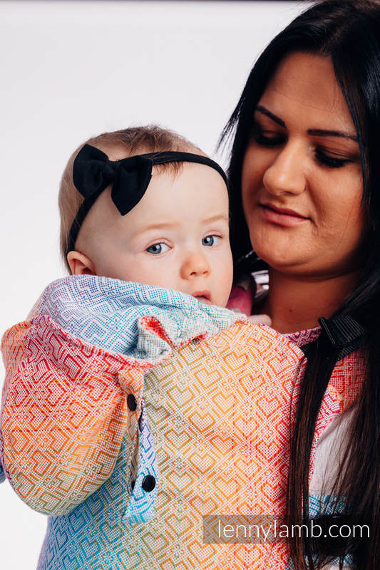 LennyGo Ergonomic Carrier, Baby Size, jacquard weave 100% cotton - BIG LOVE - RAINBOW #babywearing