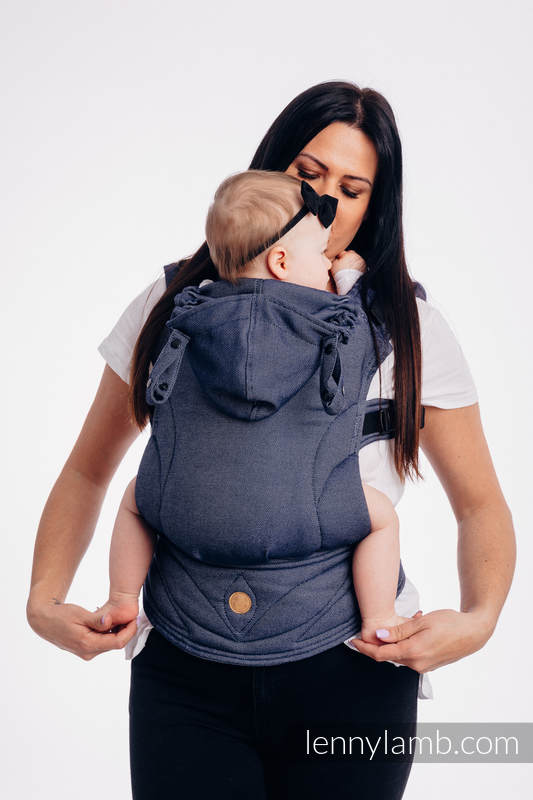 My First Baby Carrier - LennyGo,  Baby Size, satin weave 100% cotton - JEANS (grade B) #babywearing