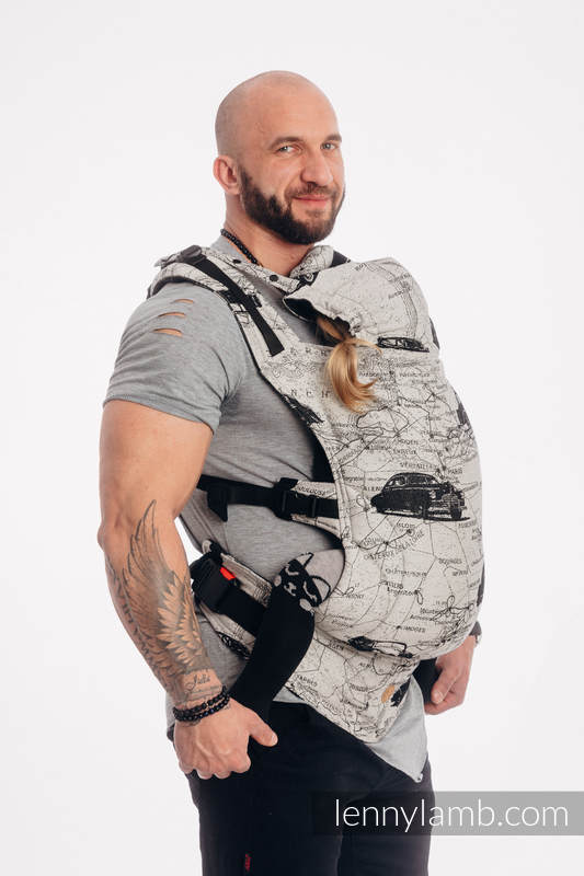 LennyGo Porte-bébé ergonomique, taille bébé, jacquard 100% coton, ROAD DREAMS #babywearing