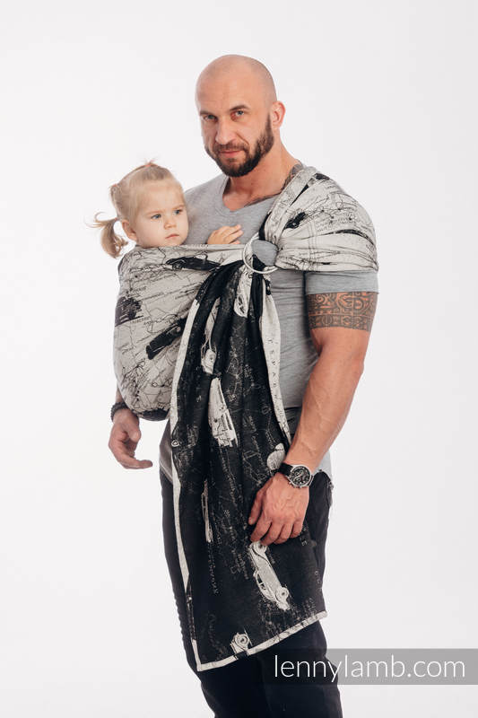 Sling, jacquard (100% coton) - avec épaule sans plis - ROAD DREAMS - long 2.1m #babywearing