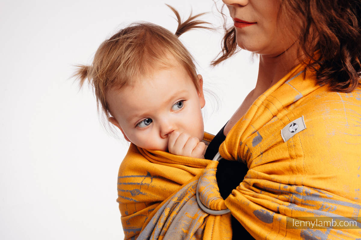 Żakardowa chusta kółkowa do noszenia dzieci, bawełna, ramię bez zakładek - SYMFONIA - SUN GIFT - standard 1.8m #babywearing