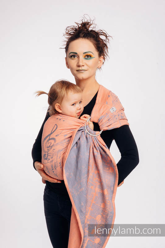 Żakardowa chusta kółkowa do noszenia dzieci, bawełna, ramię bez zakładek - SYMFONIA - PARADISE CITRUS - standard 1.8m #babywearing