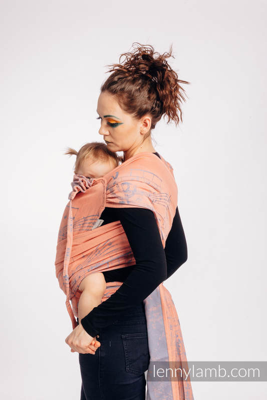 Nosidełko dla dzieci WRAP-TAI MINI, bawełna, splot żakardowy, z kapturkiem - SYMFONIA - PARADISE CITRUS #babywearing