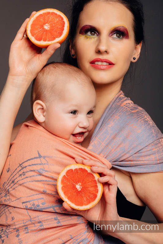 Żakardowa chusta do noszenia dzieci, bawełna - SYMFONIA - PARADISE CITRUS - rozmiar S #babywearing