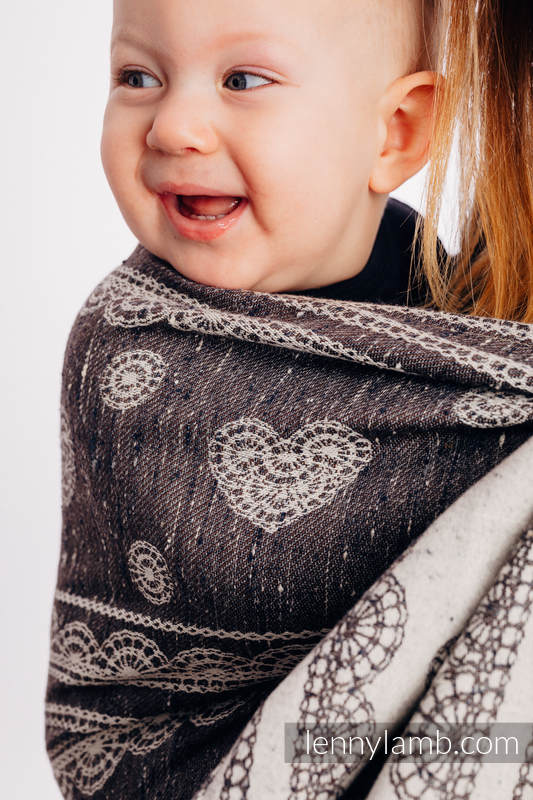 Żakardowa chusta kółkowa do noszenia dzieci, 74% Bawełna 26% Jedwab, ramię bez zakładek - KORONKA - SENTYMENT - standard 1.8m #babywearing