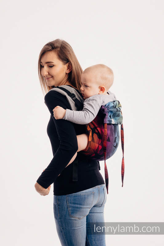 Lenny Buckle Onbuhimo baby carrier - CHOICE - SWALLOWS RAINBOW DARK  - Toddler size, jacquard weave (100% cotton)  #babywearing
