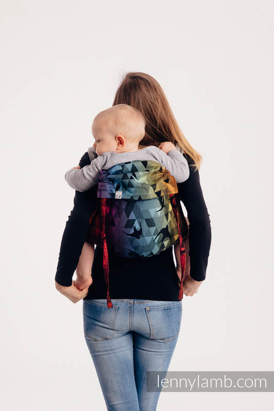 Onbuhimo de Lenny - CHOICE - SWALLOWS RAINBOW DARK -  taille standard, jacquard (100% coton) #babywearing