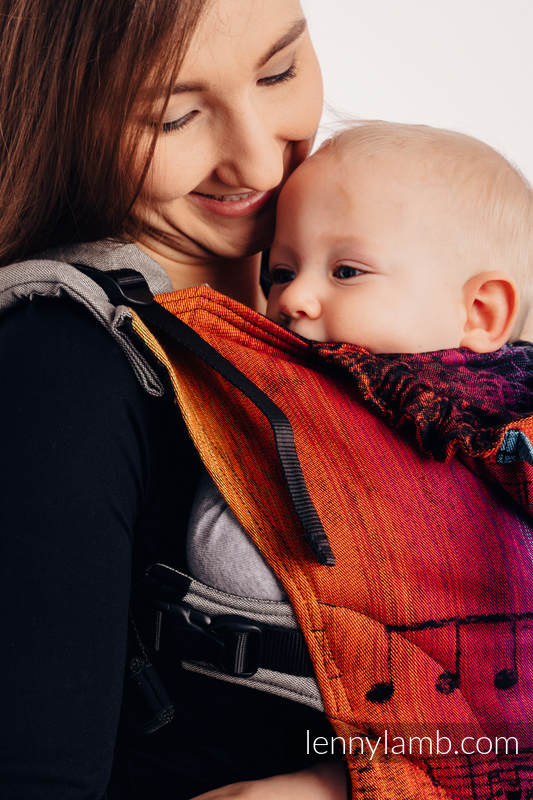 Nosidełko Ergonomiczne  LennyGo - CHOICE - SYMFONIA TĘCZOWA DARK, z tkaniny żakardowej 100% bawełna , rozmiar Baby #babywearing