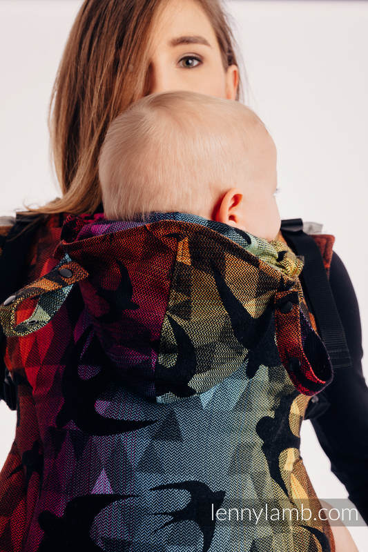 LennyGo Porte-bébé ergonomique - CHOICE - SWALLOWS RAINBOW DARK - taille bébé, jacquard 100% coton #babywearing