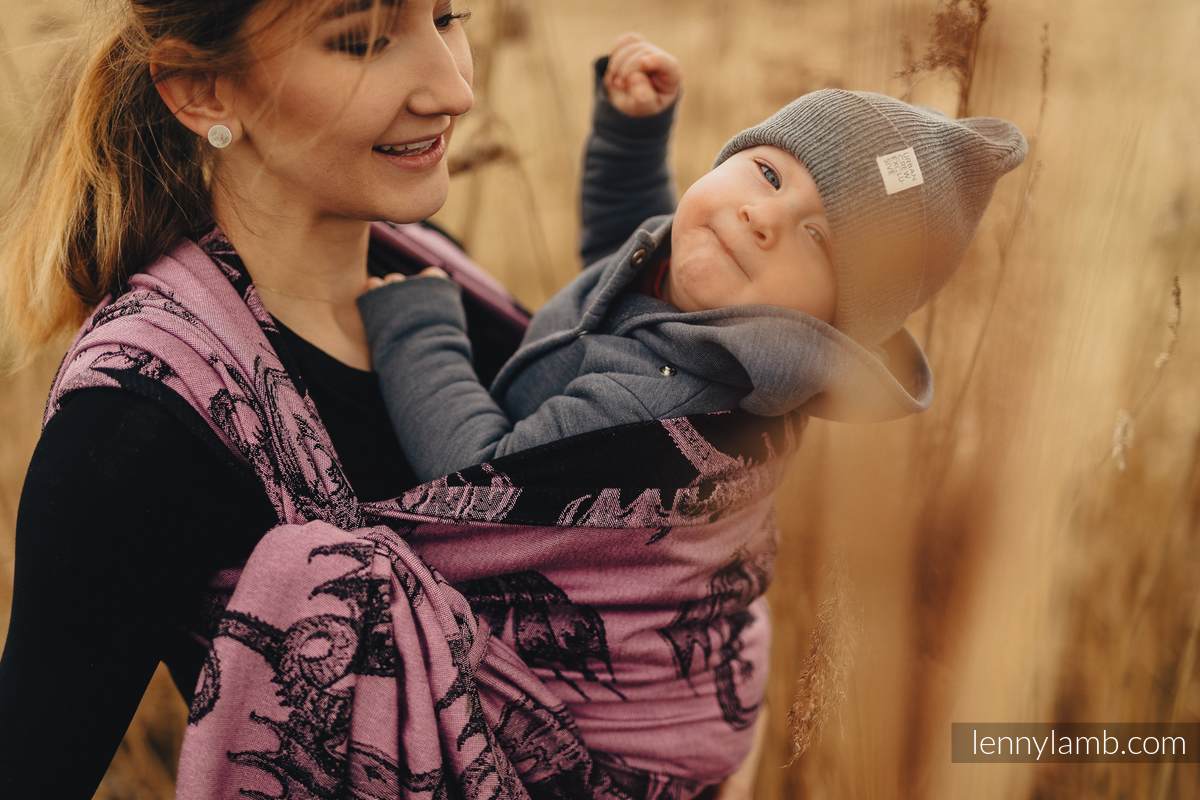Baby Wrap, Jacquard Weave (100% cotton) - DRAGON - DRAGON FRUIT - size XL #babywearing