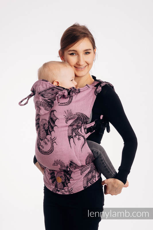 LennyGo Ergonomic Carrier, Baby Size, jacquard weave 100% cotton - DRAGON - DRAGON FRUIT #babywearing
