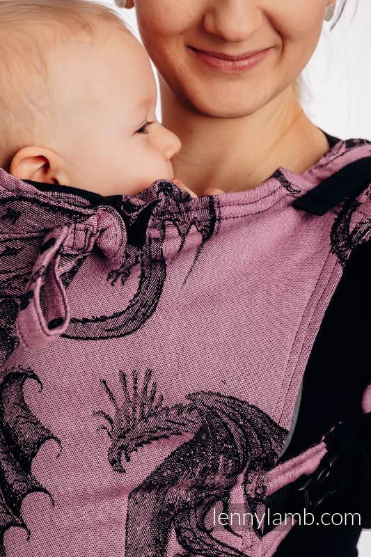 LennyGo Ergonomic Carrier, Baby Size, jacquard weave 100% cotton - DRAGON - DRAGON FRUIT #babywearing