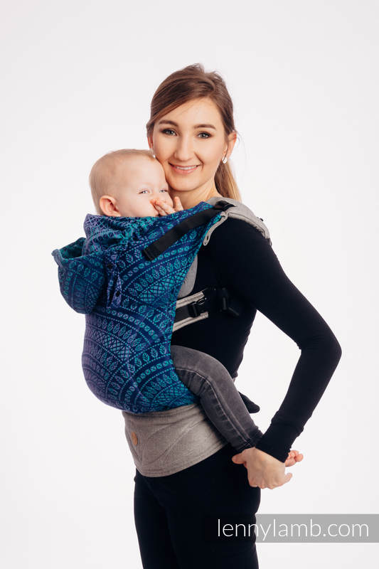 LennyGo Ergonomic Carrier - CHOICE - PEACOCK'S TAIL - PROVANCE, Baby Size, jacquard weave 100% cotton #babywearing