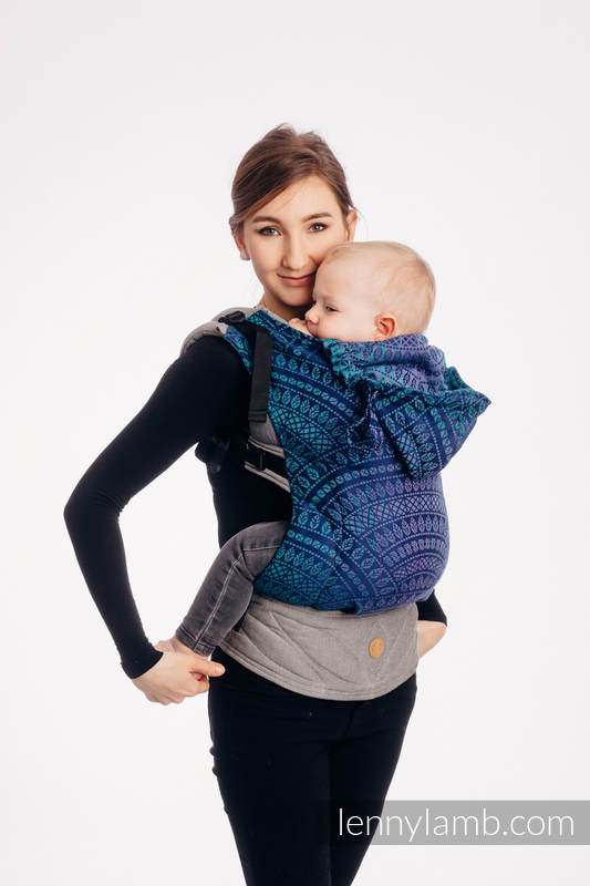 LennyGo Ergonomic Carrier - CHOICE - PEACOCK'S TAIL - PROVANCE, Baby Size, jacquard weave 100% cotton #babywearing