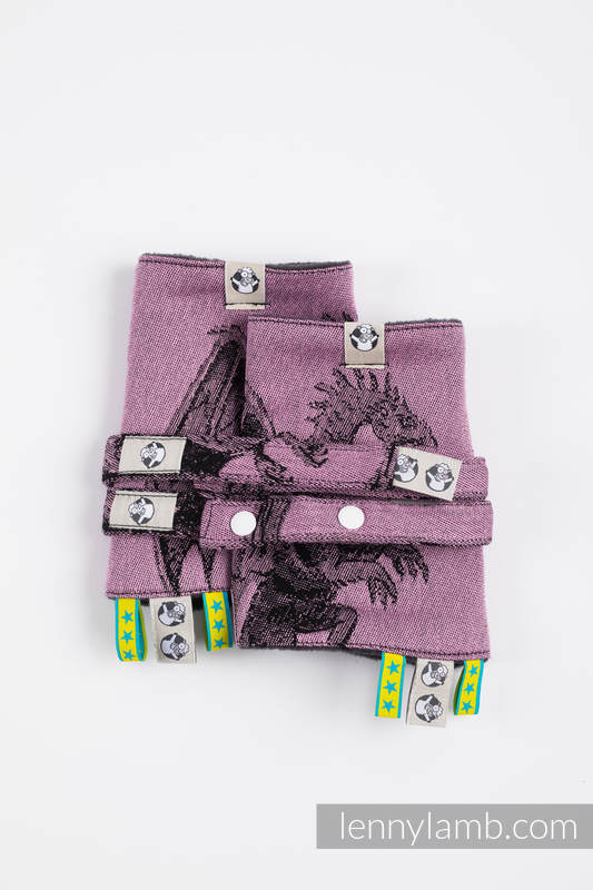 Drool Pads & Reach Straps Set, (60% cotton, 40% polyester) - DRAGON - DRAGON FRUIT #babywearing
