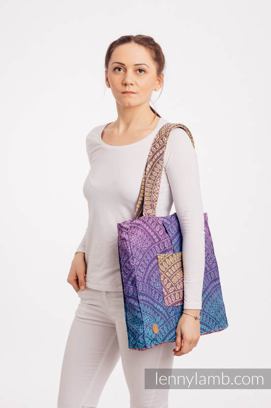 Shoulder bag made of wrap fabric (100% cotton) - PEACOCK'S TAIL - CLOSER TO THE SUN - standard size 37cmx37cm #babywearing