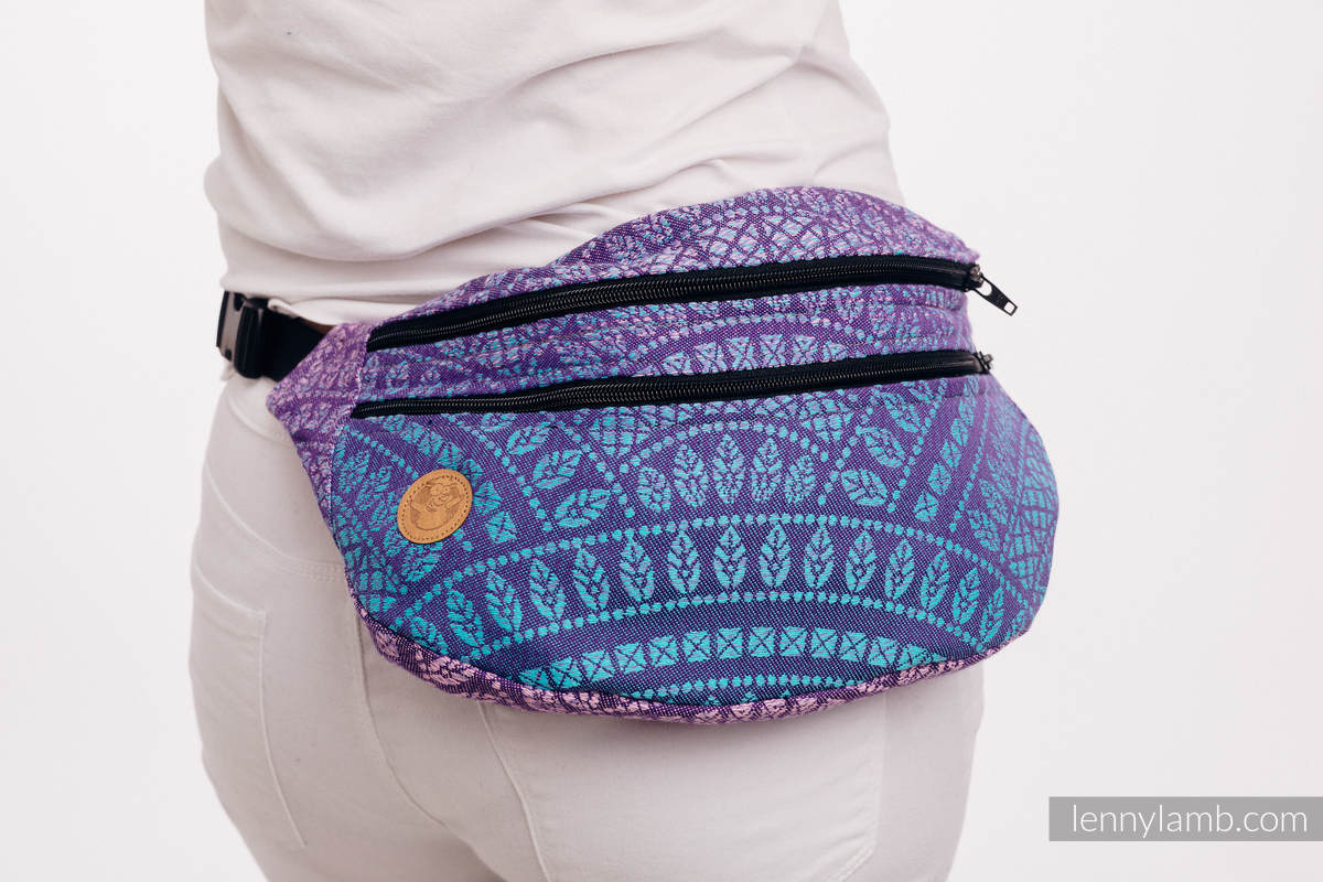Waist Bag made of woven fabric, size large (100% cotton) - PEACOCK'S TAIL - CLOSER TO THE SUN #babywearing