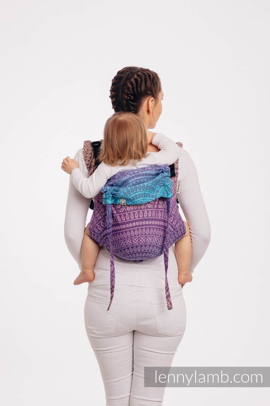 Lenny Buckle Onbuhimo baby carrier, standard size, jacquard weave (100% cotton) - PEACOCK'S TAIL - CLOSER TO THE SUN #babywearing