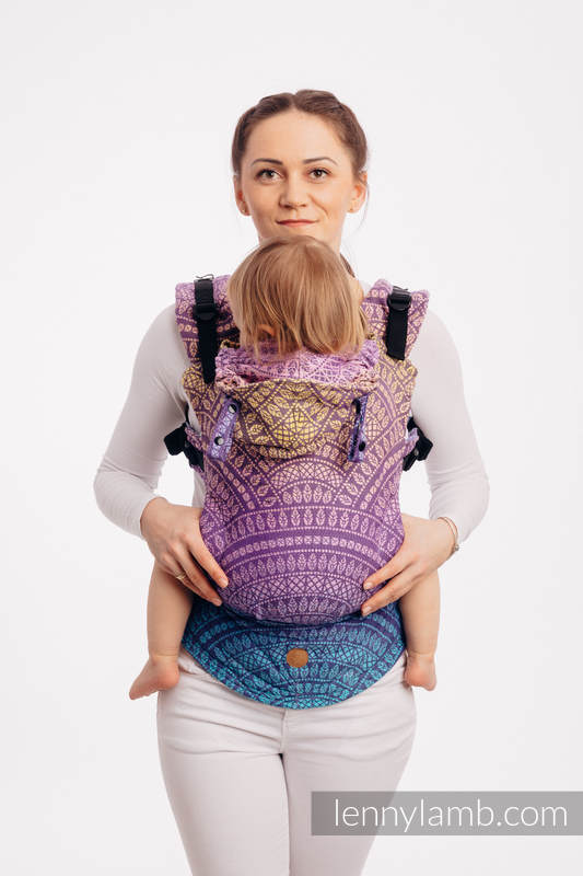 LennyGo Ergonomic Carrier, Toddler Size, jacquard weave 100% cotton - PEACOCK'S TAIL - CLOSER TO THE SUN #babywearing
