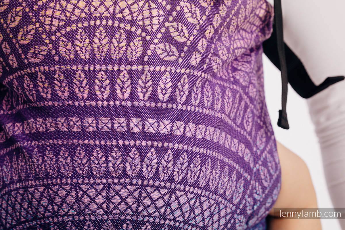 Nosidełko LennyUp z tkaniny żakardowej 100% bawełna , rozmiar standard, PAWI OGON - W STRONĘ SŁOŃCA #babywearing