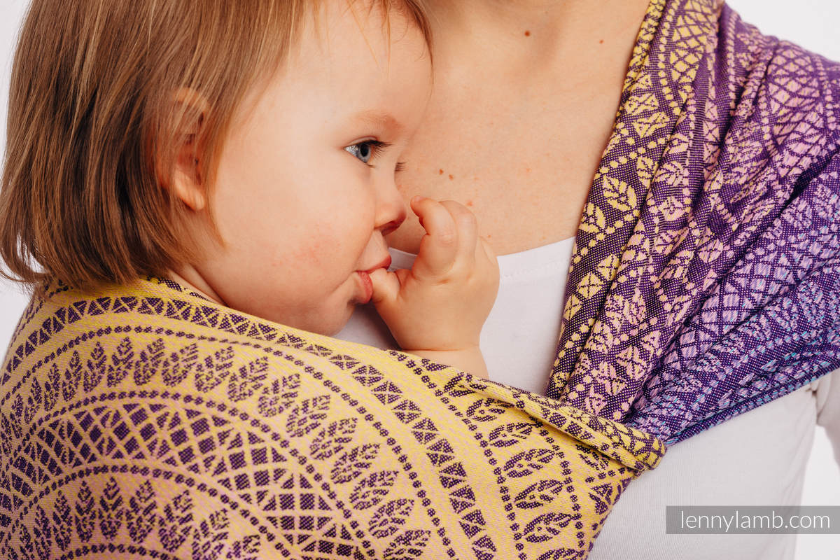 Baby Wrap, Jacquard Weave (100% cotton) - PEACOCK'S TAIL - CLOSER TO THE SUN - size S #babywearing