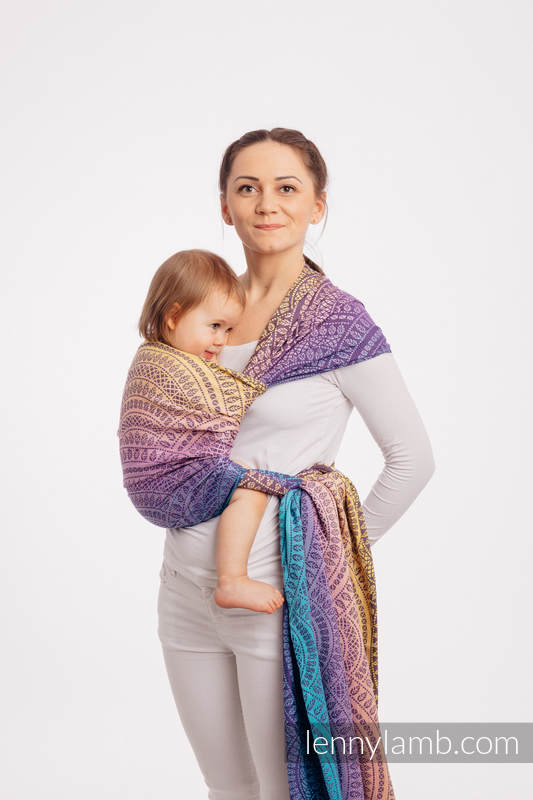 Baby Wrap, Jacquard Weave (100% cotton) - PEACOCK'S TAIL - CLOSER TO THE SUN - size M #babywearing