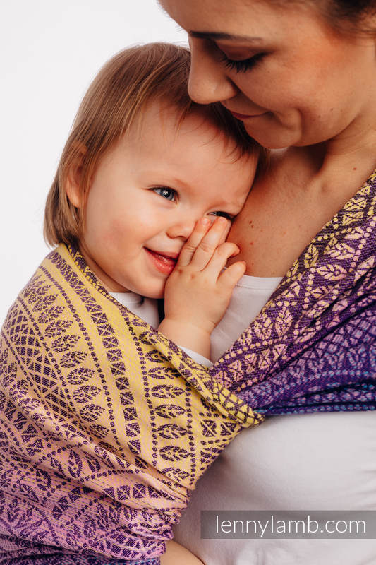 Żakardowa chusta do noszenia dzieci, bawełna - PAWI OGON - W STRONĘ SŁOŃCA - rozmiar M #babywearing