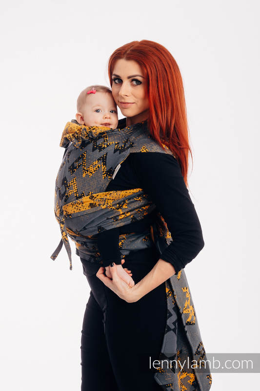 WRAP-TAI portabebé Toddler con capucha/ jacquard sarga/100% algodón/ WAWA - Grey & Mustard (grado B) #babywearing