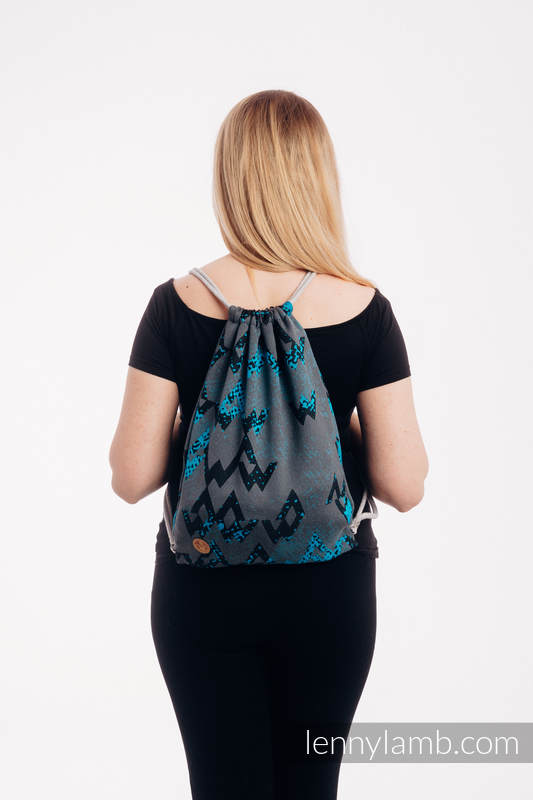 Plecak/worek - 100% bawełna - WAWA - Szary z Niebieskim - uniwersalny rozmiar 32cmx43cm #babywearing