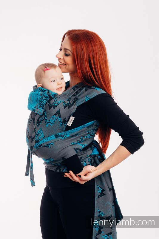 WRAP-TAI portabebé Toddler con capucha/ jacquard sarga/100% algodón/ WAWA - Grey & Blue (grado B) #babywearing
