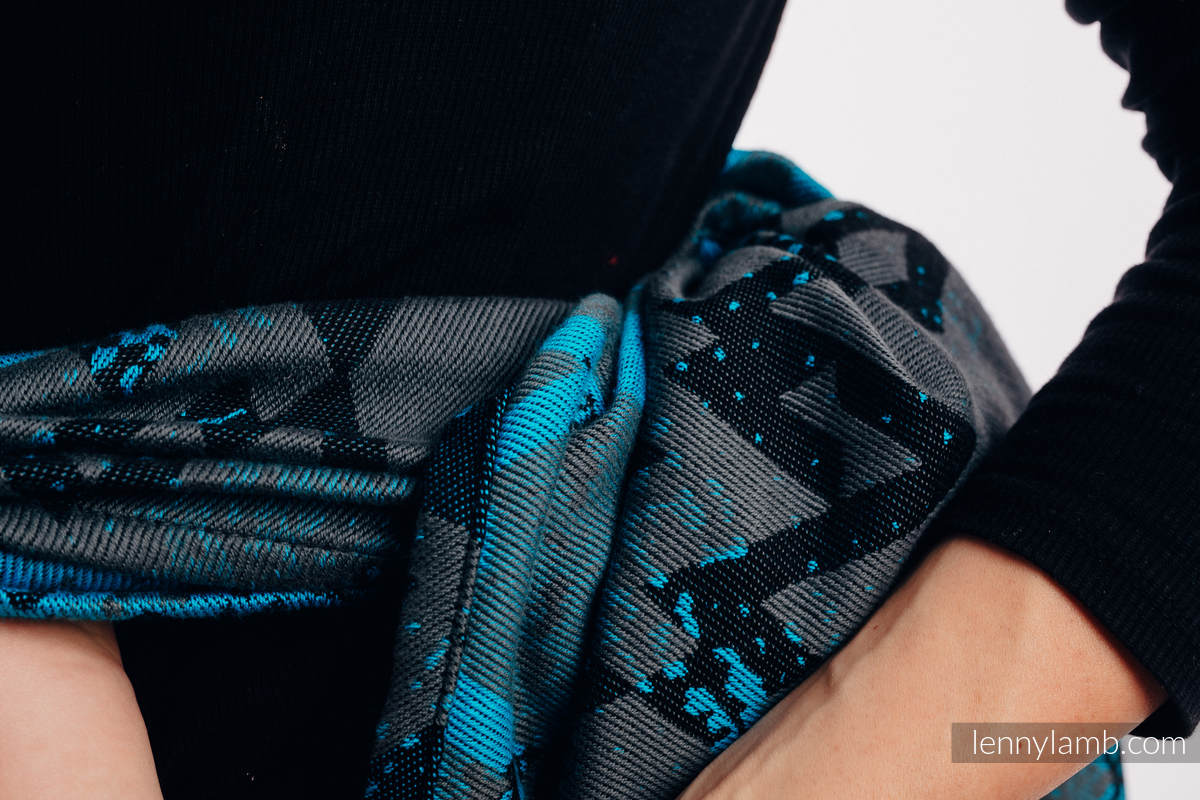 Żakardowa chusta do noszenia dzieci, bawełna - WAWA - Szary z Niebieskim  - rozmiar XS (drugi gatunek) #babywearing