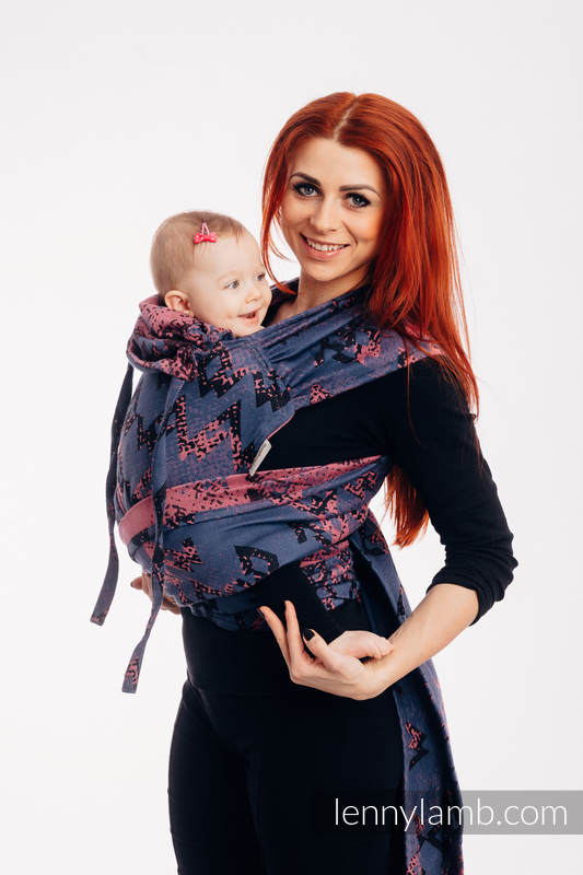 WRAP-TAI carrier Toddler with hood/ jacquard twill / 100% cotton / WAWA - Blue-grey & Pink (grade B) #babywearing