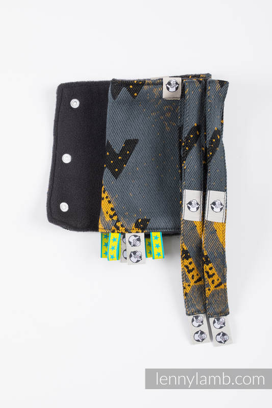 Drool Pads & Reach Straps Set, (60% cotton, 40% polyester) - WAWA - Grey & Mustard #babywearing
