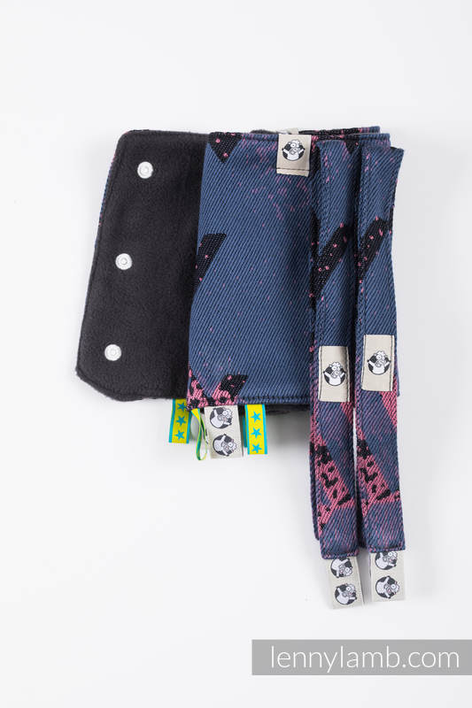 Ensemble protège bretelles et sangles pour capuche (60% coton, 40% polyester) - WAWA - Blue-grey & Pink #babywearing