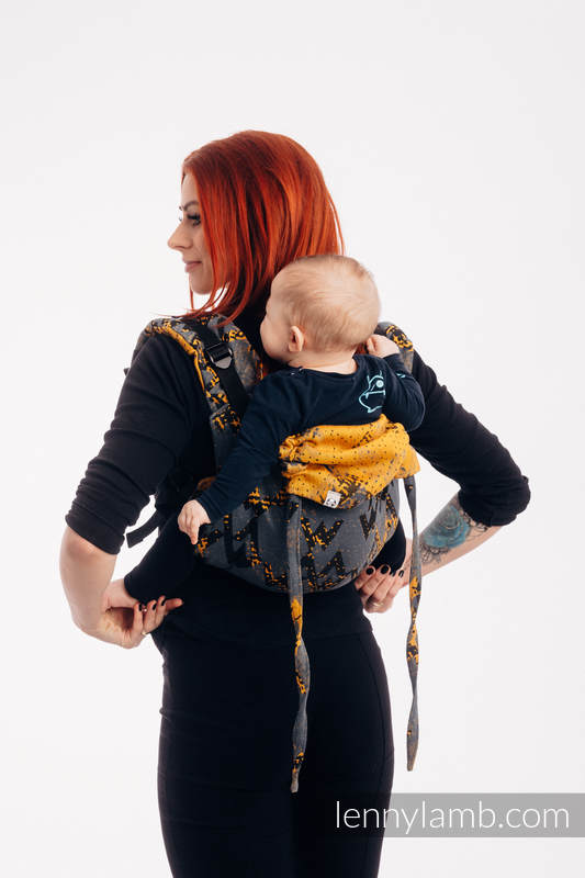 Lenny Buckle Onbuhimo baby carrier, standard size, jacquard weave (100% cotton) - WAWA - Grey & Mustard  (grade B) #babywearing