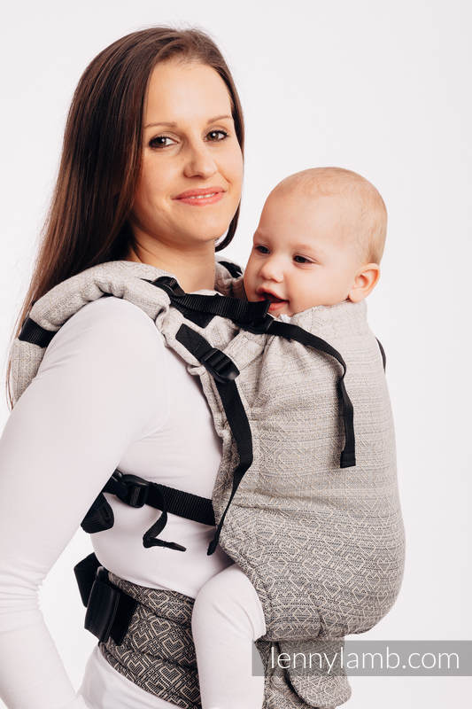 Mochila LennyUp, talla estándar, tejido jaquard 100% algodón - conversión de fular BIG LOVE - OMBRE BEIGE #babywearing