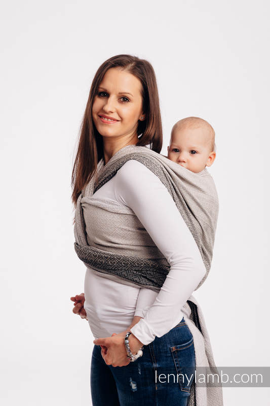 Żakardowa chusta do noszenia dzieci, bawełna - BIG LOVE - OMBRE BEŻ - rozmiar L #babywearing