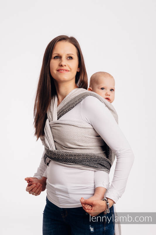 Fular, tejido jacquard (100% algodón) - BIG LOVE - OMBRE BEIGE - talla S #babywearing