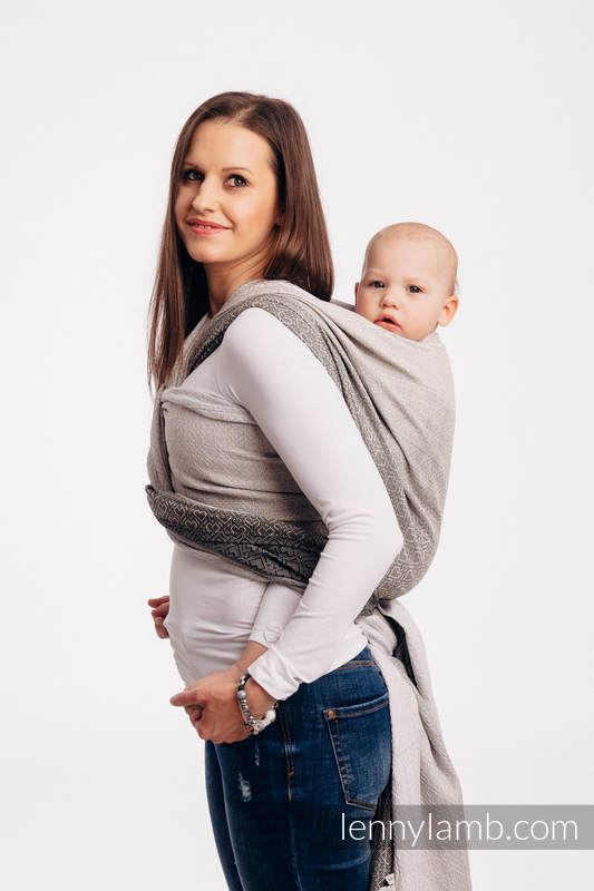 Żakardowa chusta do noszenia dzieci, bawełna - BIG LOVE - OMBRE BEŻ - rozmiar S #babywearing