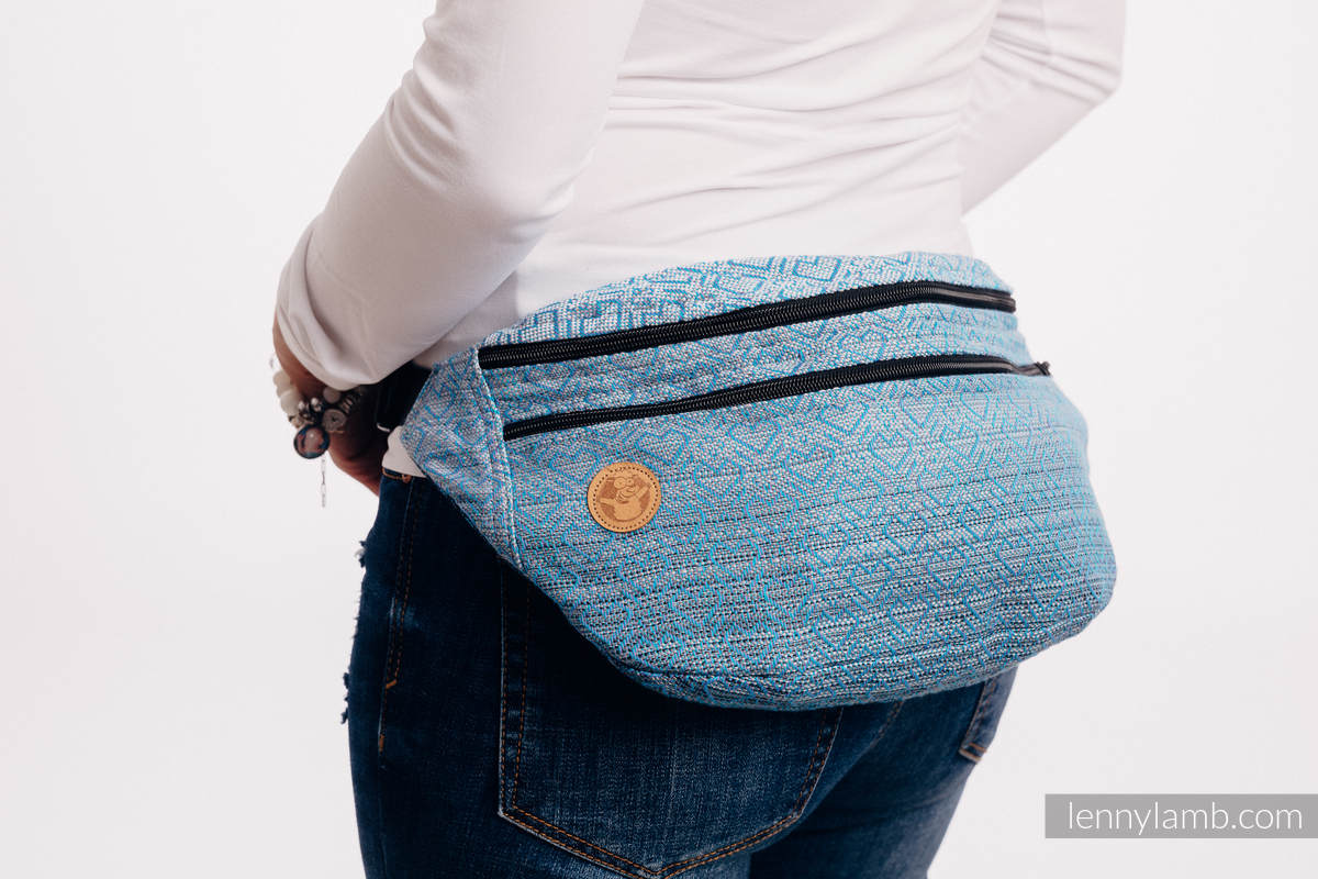 Marsupio portaoggetti Waist Bag in tessuto di fascia, misura large (100% cotone) - BIG LOVE OMBRE LIGHT BLUE #babywearing