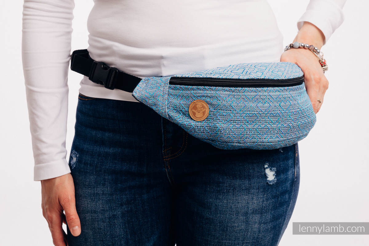 Marsupio portaoggetti Waist Bag in tessuto di fascia (100% cotone) - BIG LOVE OMBRE LIGHT BLUE #babywearing