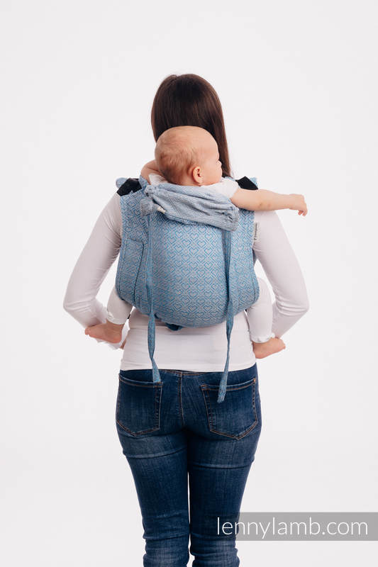 Lenny Buckle Onbuhimo baby carrier, toddler size, jacquard weave (100% cotton) - BIG LOVE - OMBRE LIGHT BLUE #babywearing