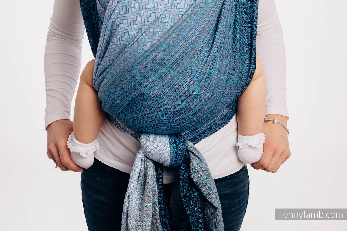 Żakardowa chusta do noszenia dzieci, bawełna - BIG LOVE - OMBRE BŁĘKIT - rozmiar XL #babywearing