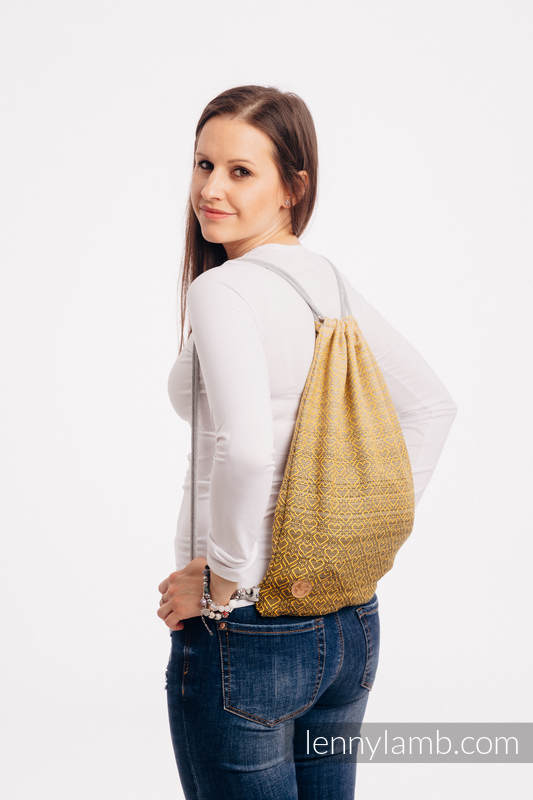 Sackpack made of wrap fabric (100% cotton) - BIG LOVE - OMBRE YELLOW - standard size 32cmx43cm #babywearing