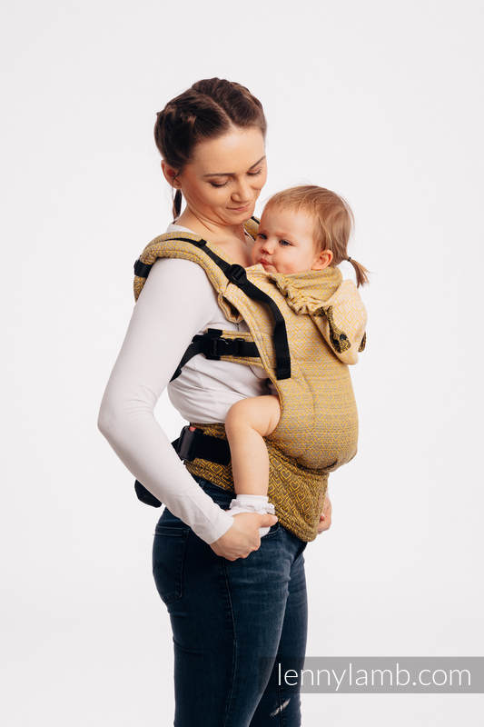 LennyGo Ergonomic Carrier, Toddler Size, jacquard weave 100% cotton - BIG LOVE - OMBRE YELLOW #babywearing