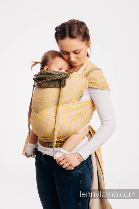 WRAP-TAI Tragehilfe Mini mit Kapuze/ Jacquardwebung / 100% Baumwolle - BIG LOVE - OMBRE YELLOW  #babywearing