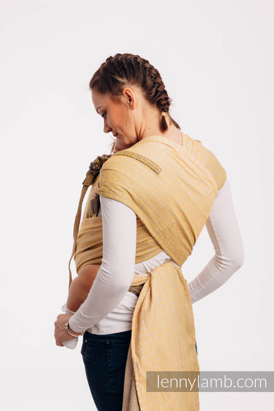 WRAP-TAI Tragehilfe Mini mit Kapuze/ Jacquardwebung / 100% Baumwolle - BIG LOVE - OMBRE YELLOW  #babywearing