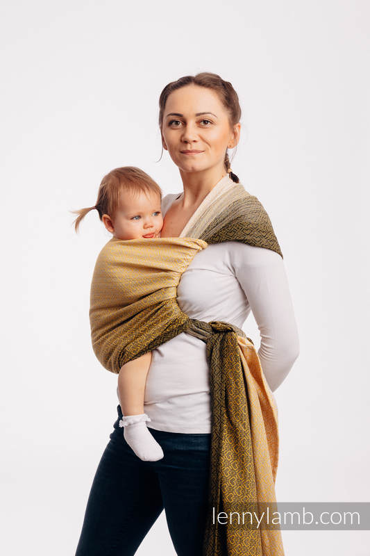 Baby Wrap, Jacquard Weave (100% cotton) - BIG LOVE - OMBRE YELLOW - size L #babywearing