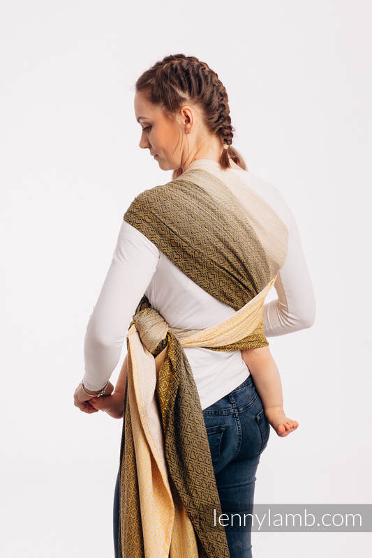 Baby Wrap, Jacquard Weave (100% cotton) - BIG LOVE - OMBRE YELLOW - size S #babywearing